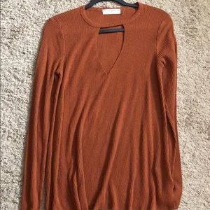 cute cutout V neck sweater